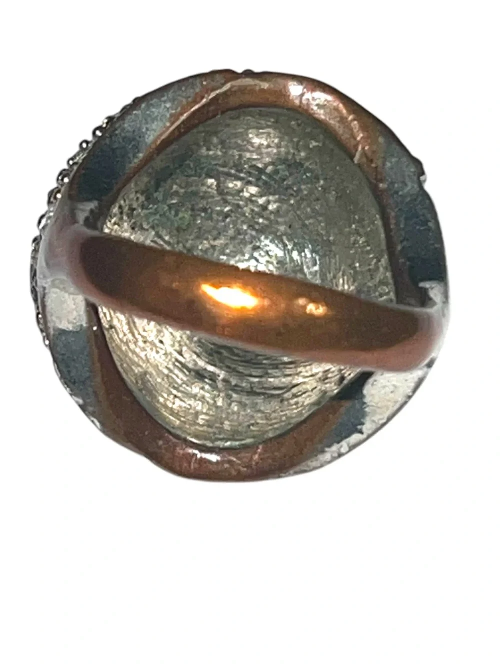 Vintage Art Deco Rhinestone Crystal Pavé Round Dome Silver Tone Ring size 6
